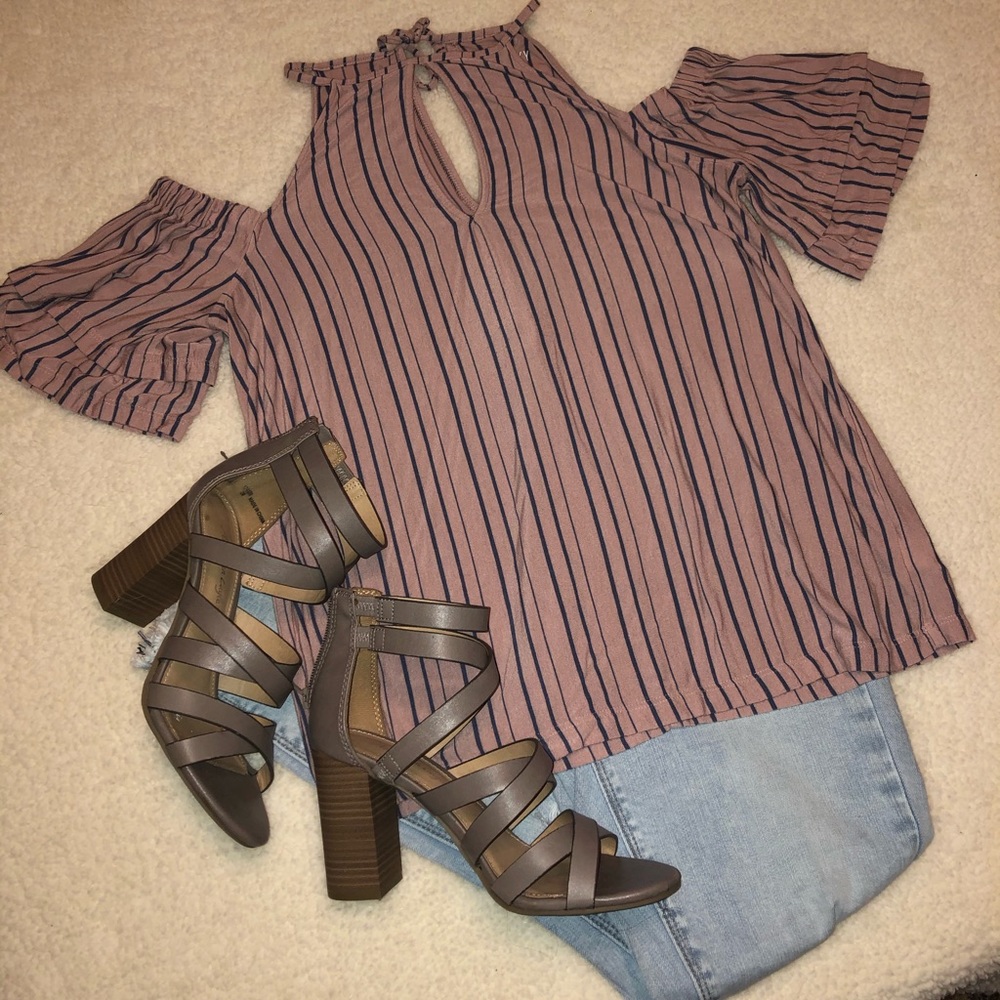 AE Cold Shoulder Striped Top
